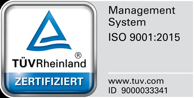 TÜV Rheinland zertifiziert: Management System ISO 9001:2015